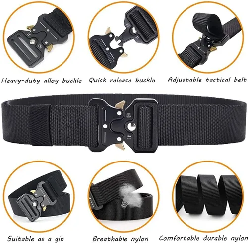 Miniatura 2 de Cinturón táctico, estilo militar, correa de malla de malla resistente de liberación rápida, cinturón de hebilla de metal para hombres y mujeres
