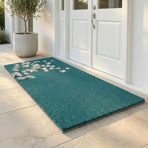 Miniatura 14 de Fab Habitat Felpudo extra grueso, tejido a mano, duradero, fibra de coco natural, entrada, puerta delantera, porche, patio, pájaros en rama, gris