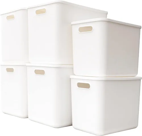 Miniatura 10 de Yishyfier Cestas Contenedores Cajas de Almacenamiento de Plástico Con Tapas, Contenedor Organizador Contenedores Organizadores de Almacenamiento
