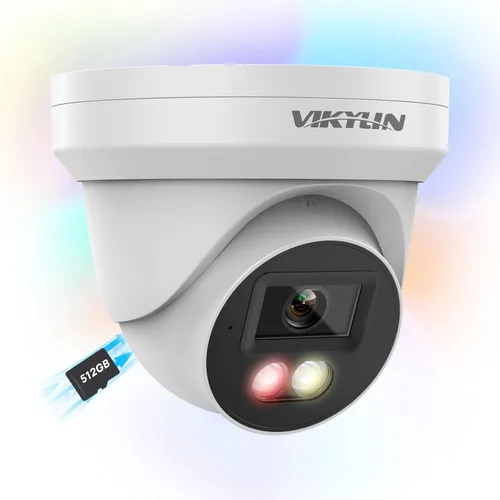 Miniatura 11 de VIKYLIN Cámara IP PoE a todo color 4K 8MP, cámara de torreta PoE 4K para exteriores con detección de humanos y vehículos, conversación de 2 vías