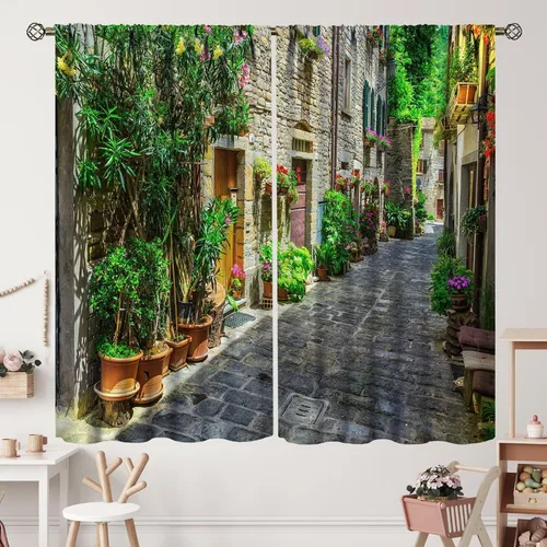 Miniatura 26 de Cortinas italianas, patio antiguo, sillas de café de Italia, casas históricas en la calle, sala de estar, dormitorio, cortinas opacas con bolsillo