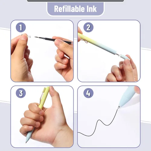 Miniatura 5 de Mr. Pen - Bolígrafos de gel retráctiles, paquete de 12, bolígrafos de gel de tinta negra de punta fina 0.5mm, barril degradado, secado rápido