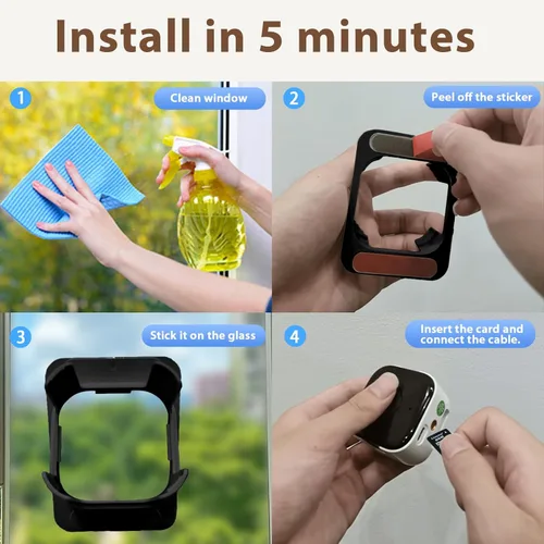 Miniatura 3 de EVERSECU Cámara de ventana 2K con soporte adhesivo, visión nocturna a color Starlight, detección de movimiento, audio de 2 vías, WiFi 2.4G/5G