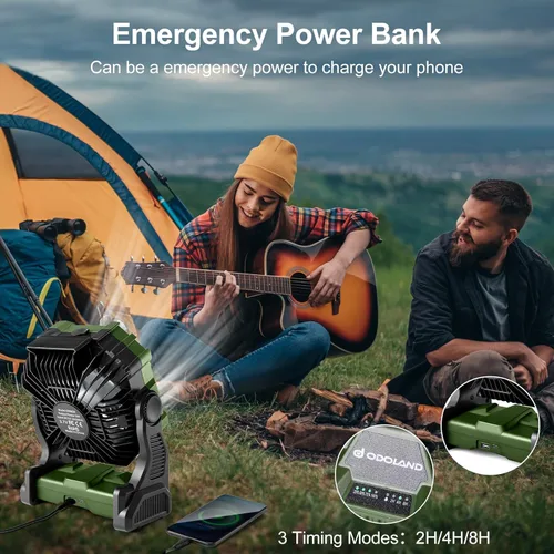 Miniatura 6 de Odoland Ventilador de camping portátil con linterna LED, ventilador de niebla recargable con batería de 20000 mAh con luz, tanque de agua de 8.5 fl
