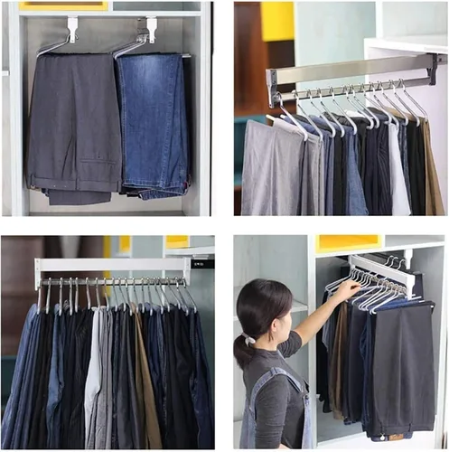 Miniatura 6 de Organizador de armario para pantalones y abrigos, soporte organizador de ropa ajustable, organizador de armario de acero inoxidable, estante
