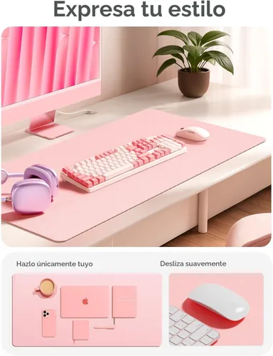 Miniatura 2 de YSAGi Protector de escritorio de cuero, tapete de oficina, alfombrilla grande para mouse, secante de cuero PU antideslizante, almohadilla para Rosa