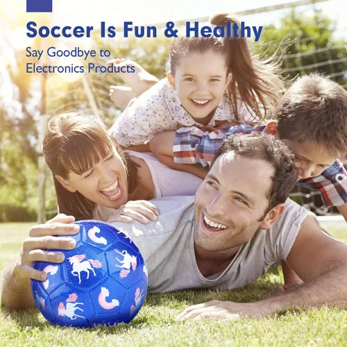 Miniatura 3 de hahaland Balón de fútbol tamaño 3 con bomba, balón desinflado y bolsa de malla - Balón de fútbol para niñas y niños, deportes al aire libre