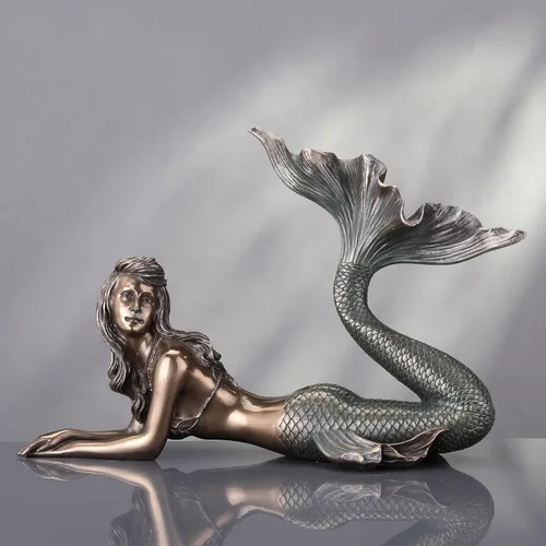 Miniatura 2 de Veronese Design 7 5/8" de altura de sirena acostada estatua náutica escultura estatua estatua Bronce