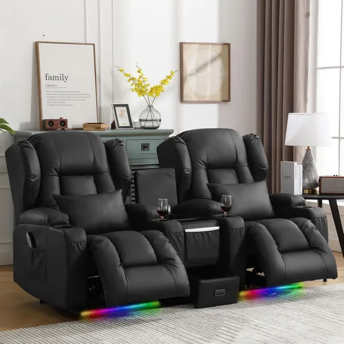 Miniatura 2 de DRMBOOK Silla Reclinable Eléctrica, Sofá Reclinable Eléctrico Wall Hugger con Masaje y Calor, Asiento de Teatro Sobrerelleno con Puerto