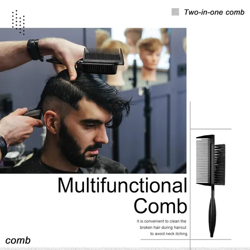 Miniatura 6 de Rozer 4 piezas de cepillo de peluquero 2 en 1 peine para limpieza de cortaúñas – Herramienta de cepillo de pelo de grado barbero para peluqueros