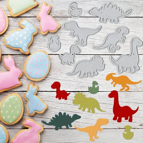 Miniatura 4 de Estivaux Troqueles de dinosaurio para hacer tarjetas, huevos animales troquelados, plantillas, plantillas en relieve para álbumes de recortes