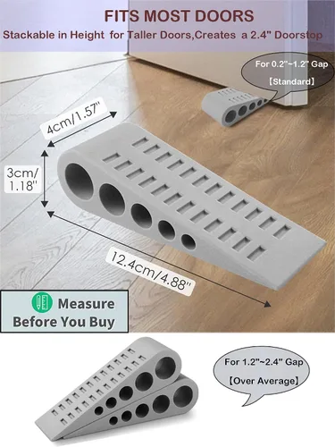 Miniatura 4 de Topes de puerta, cuñas de puerta de goma con soportes, topes de puerta antideslizantes para azulejos de madera, mármol, suelo de hormigón, cuña