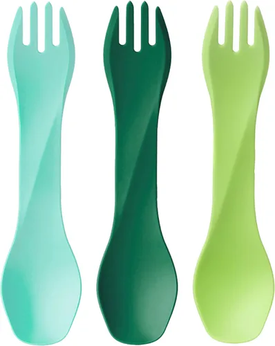 Miniatura 10 de humangear GoBites Uno Mini - Juego de 3 utensilios de viaje y campamento, utensilios de comedor portátiles y compactos, material seguro