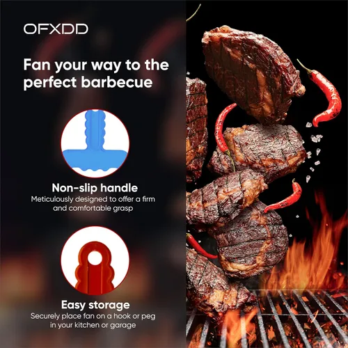 Miniatura 4 de Ventilador de mano para barbacoa, ventilador manual para parrilla, herramienta de soporte de plástico para llamas, ventilador de mano para barbacoa