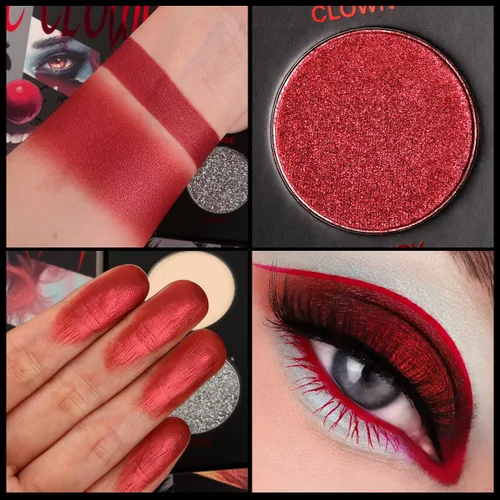 Miniatura 8 de Paleta de sombra de ojos Afflano Negro Rojo para maquillaje de Halloween de estilo gótico y payaso, paleta de sombras de ojos blancas, plateadas