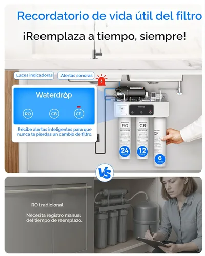 Miniatura 7 de Waterdrop WD-T3-C - Filtro de agua de ósmosis inversa, Certificado NSF/ANSI 372, Filtro de agua RO de 8 etapas debajo del fregadero, Sistema