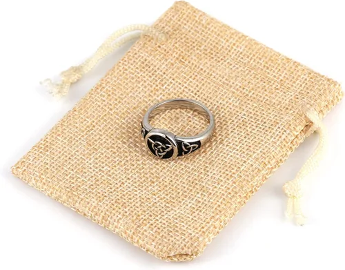 Miniatura 6 de HZMAN Triquetra Trinity Knot Anillo de acero inoxidable con nudo celta irlandés