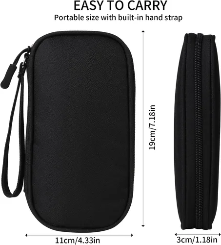 Miniatura 2 de Organizador universal de cables, bolsa de accesorios electrónicos para cargador, teléfono, tarjetas de memoria y dispositivos de viaje (negro)