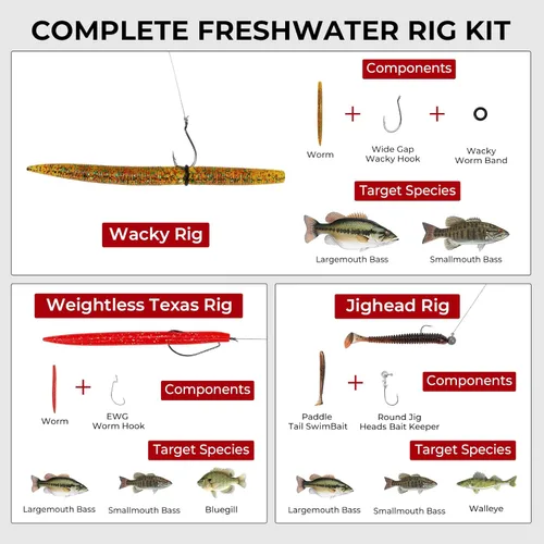 Miniatura 6 de MadBite by KastKing 182/265/400pcs Compact Fishing Tackle Kit - All-in-One Freshwater Hooks, Weights, Bobbers in Tackle Box, Fishing Gear Set for