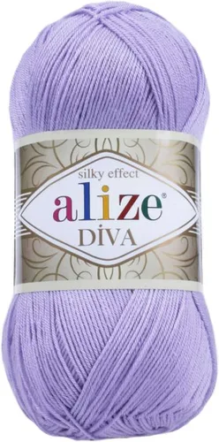 Miniatura 34 de Alize Diva Silk Effect 100% hilo acrílico de microfibra, 1 madejas de bola de 3.53 oz 383yds color (1 - crema)