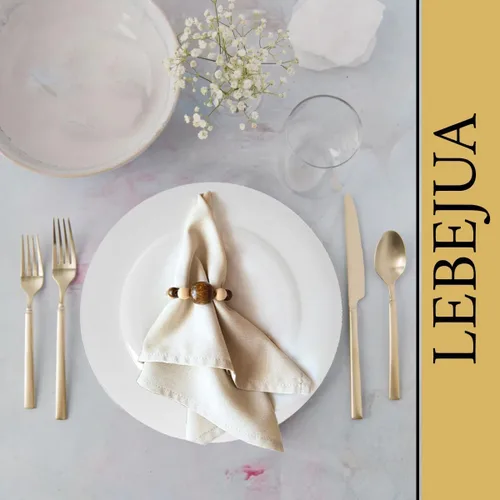 Miniatura 8 de Juego de 6 servilleteros modernos con cuentas de madera Servilleteros de cena para vacaciones y Navidad, fiesta de cumpleaños y decoración de boda