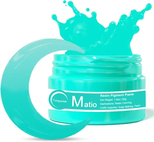 Matio Pasta de pigmento de resina turquesa, pigmento de resina epoxi opaca, colorante concentrado superior para manualidades, colorante, vaso,