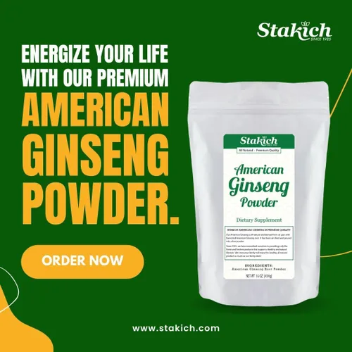 Miniatura 2 de Stakich Polvo de raíz de ginseng americano - Polvo puro de ginseng - 1 lb