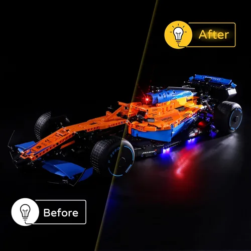 Miniatura 6 de YEABRICKS Kit de luces LED para Lego – Technic McLaren Formula 1 modelo de bloques de construcción de autos de carreras, juego de luces LED