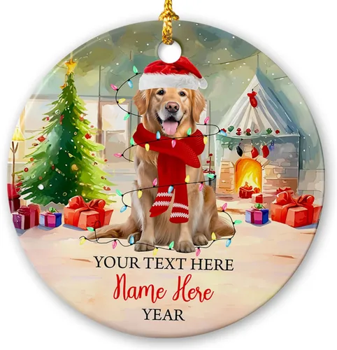 Miniatura 17 de Adorno de cerámica de Alaska Malamute de Feliz Navidad, decoración personalizada de Papá Noel, perro de Alaska Malamute nombre de perro, decoración
