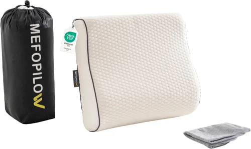 Miniatura 12 de Almohada de viaje de espuma viscoelástica con funda lavable y bolsa de transporte, almohada de cuello compacta, suave y transpirable para avión
