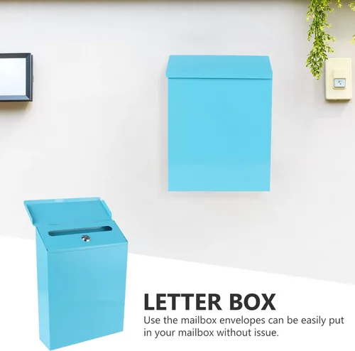 Miniatura 6 de Homoyoyo Buzón de pared de estaño con poste Santas Buzón de San Valentín Cajas de donación para guardar Dinero Buzón pequeño con cerradura Oficina