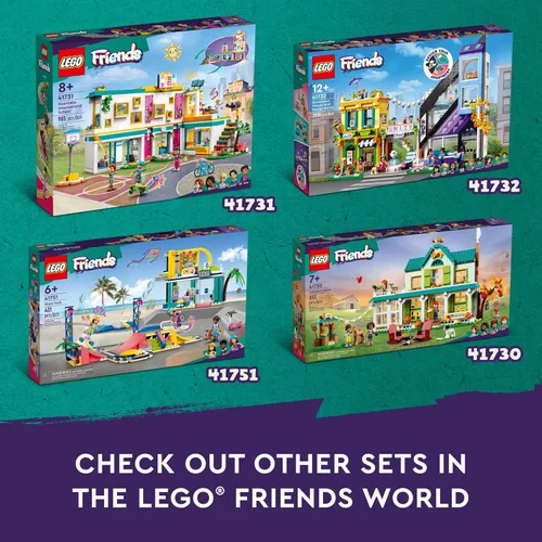 Miniatura 5 de LEGO Friends Skate Park Set 41751, juguetes de patineta para niñas y niños a partir de 6 años, mini juego de muñecas con scooter de juguete y silla