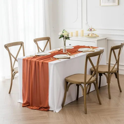 Miniatura 7 de Paquete de 2 caminos de mesa de gasa de 10 pies de 29 x 120 pulgadas, camino de mesa romántico transparente para boda, fiesta de cumpleaños