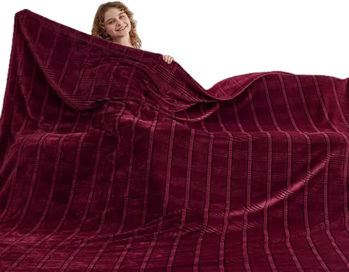 Miniatura 17 de Manta de vellón extragrande King de 120 x 120 pulgadas, manta de franela jacquard 3D sin costuras, suave y acogedora, 10'x10', extra grande