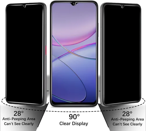 Miniatura 3 de T-MOBILE REVVL 6 5G - Protector de pantalla de privacidad para T-MOBILE REVVL 6 5G, vidrio templado antiespía, antiarañazos, sin burbujas