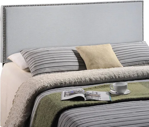 Miniatura 10 de Modway Region - Cabecero tapizado de tela de lino con ribete de cabeza de clavo, Madera Gris
