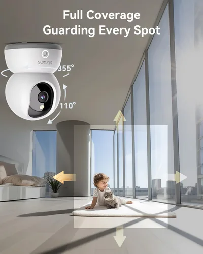 Miniatura 3 de blurams Cámara interior 5G, cámara de niñera 2K, cámara PTZ de 360° para mascotas con aplicación de teléfono, llamada de un solo toque, visión