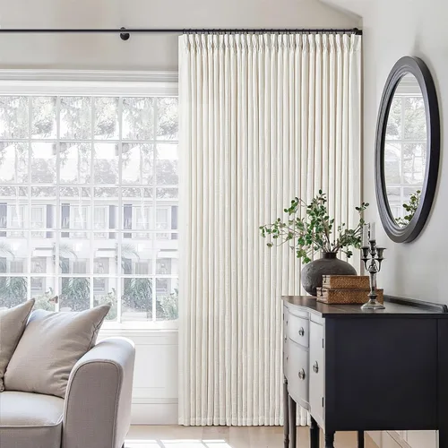 Miniatura 7 de Cortinas de lino natural con pliegues fruncidos de 120 pulgadas de largo para sala de estar, cortinas plisadas con ganchos y lengüeta trasera