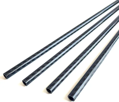 Miniatura 20 de 2 piezas Tubo de Fibra de Carbono 6 mm x 4 mm x 420 mm, 6 ~ 50 mm Disponible, 3 K rollo Envuelto Twill Mate Acabado.