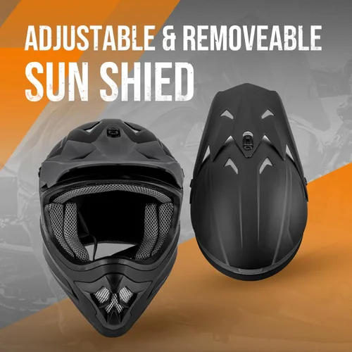 Miniatura 2 de OUMURS Casco de ATV Bicicleta de Tierra para Adultos con Gafas Guantes y Máscara Hebilla de Liberación Rápida Visera Solar Ajustable Casco de Negro