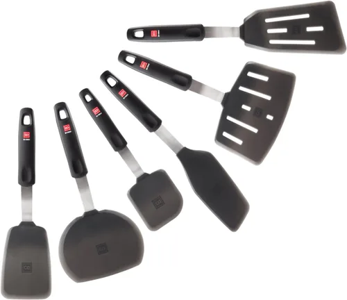 Miniatura 12 de DI ORO - Espátulas para uso en la cocina, silicona resistente al calor de 600 °F, juego de espátulas giratorias para cocinar, espátulas anchas