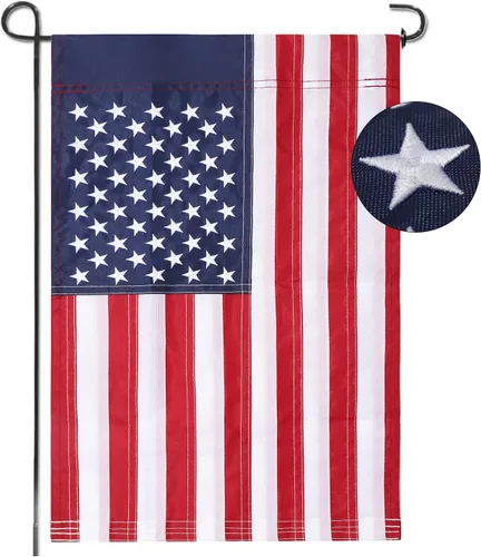 Miniatura 10 de Paquete de 2 banderas de jardín de Freefy de 12 x 18 pulgadas, bandera patriótica de poliéster impresa de doble cara, decoración de jardín, bandera