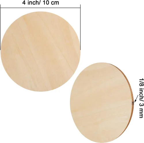 Miniatura 2 de 30 discos de madera redondos sin terminar de 4 pulgadas para manualidades, azulejos de madera recortados, círculos de madera, rebanadas redondas