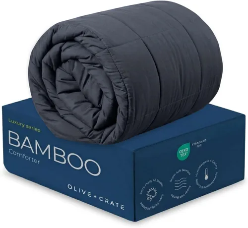 Miniatura 13 de Olive + Crate Cooling Down Alternative Comforter - Hypoallergenic King Size Duvet Insert Lightweight - All Seasons Plush Design Bamboo Comforter