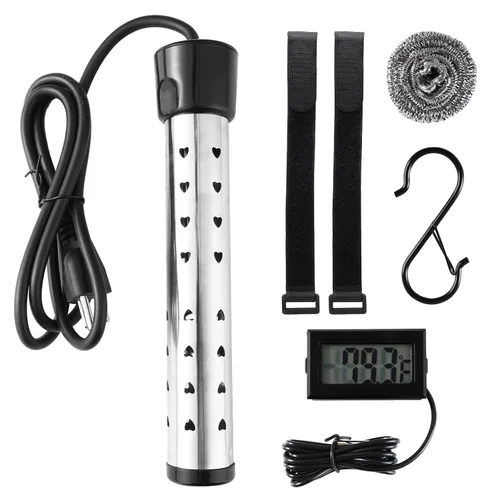 Calentador de agua de inmersión de 2000 W con 304 SS, calentadores de cubo portátiles de calentamiento rápido con termómetro digital, gancho en S, 2