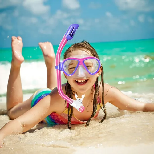 Miniatura 6 de Snorkeling Gear for Kids Ages 5-15, 4 in 1 Mask Fins Snorkel Set with HD Tempered Glass Panoramic View Anti-Fog Mask, Dry Top Snorkel, Adjustable