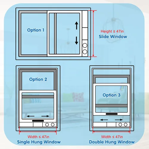 Miniatura 5 de Air Jade Kit de sellado de ventana de aire acondicionado portátil de doble manguera, 3 piezas de ventilación de ventana de CA para aire