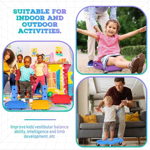 Miniatura 5 de Jerify 4 piezas de patinete deportivo a granel con asas, ruedas de plástico, patinete deportivo plano para niños, gimnasio, actividades