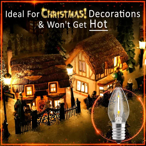 Miniatura 4 de Bombilla LED nocturna – Bombillas LED C7 E12 – Bombillas de candelabro, bombilla incandescente equivalente a 1 vatio de 10 W, blanco cálido 2700 K