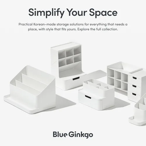 Miniatura 6 de BLUE GINKGO Bandeja de escritorio – Organizador fabricado en Corea para notas, bolígrafos, lápices y accesorios (doble cara, beige)